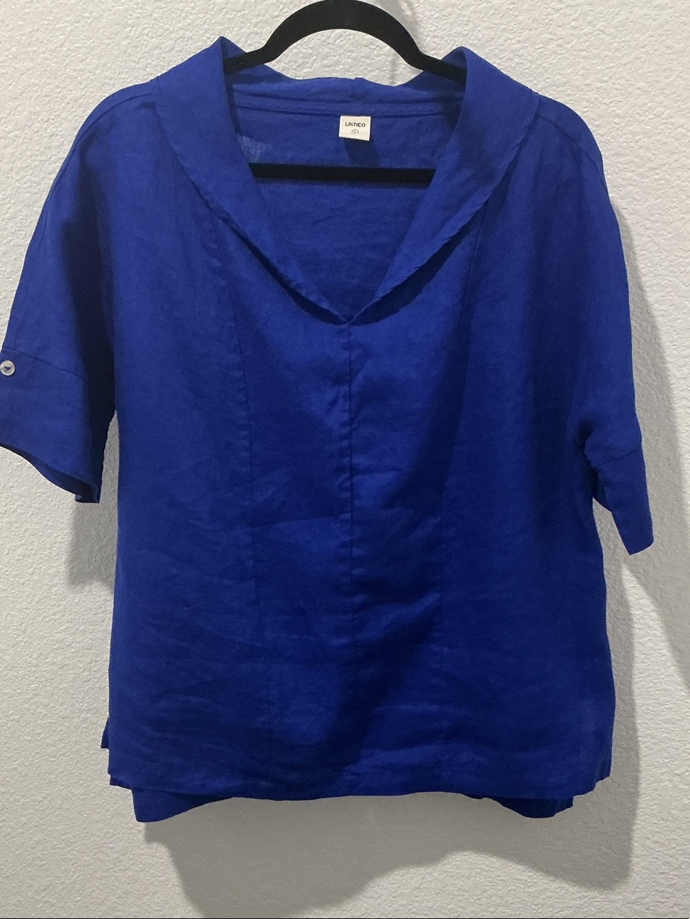 Lafayette 148 Cobalt Blue V-Neck Short Sleeve Tunic